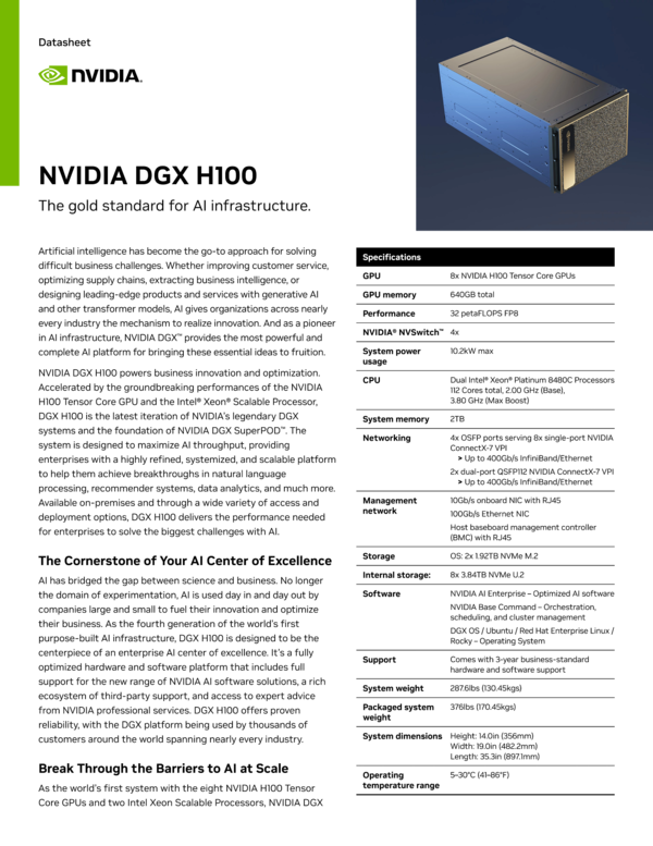 NVIDIA DGX H100 Datasheet