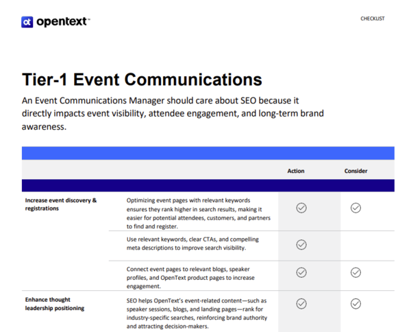 Tier 1 Event Communications