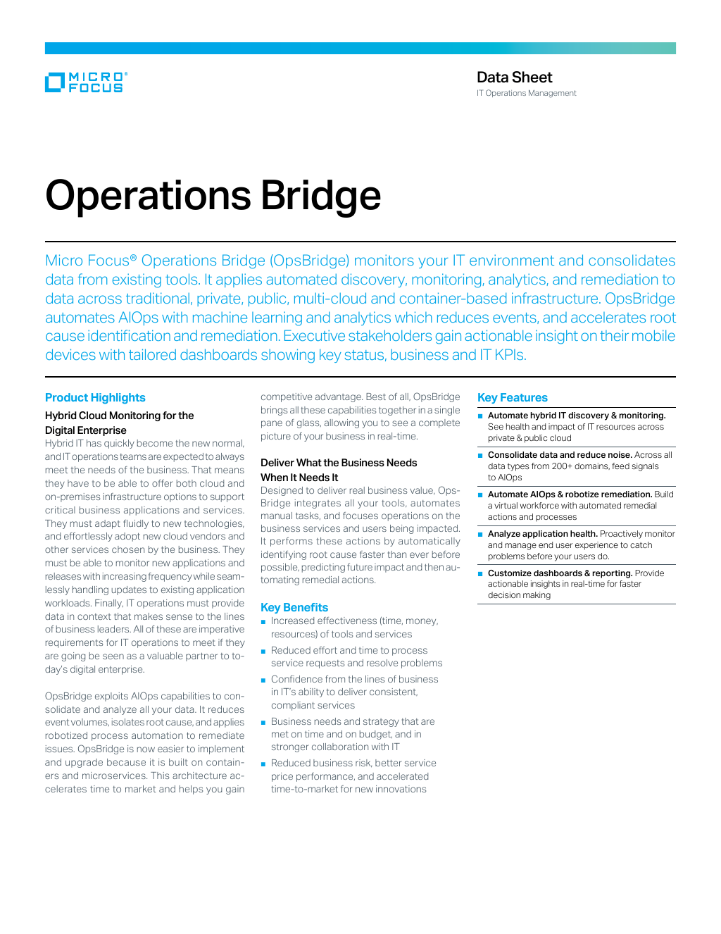 Operations Bridge Datasheet