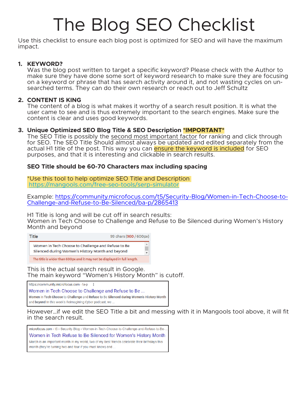 Blog SEO Checklist