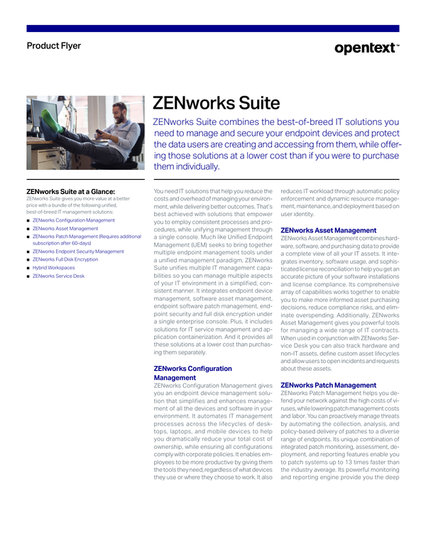 Explore the ZENworks Suite product flyer