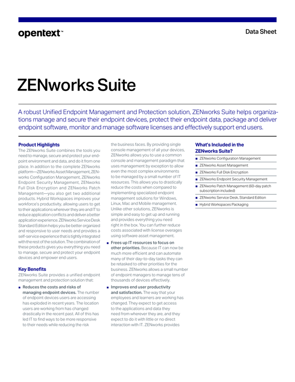 See what’s included in the ZENworks Suite