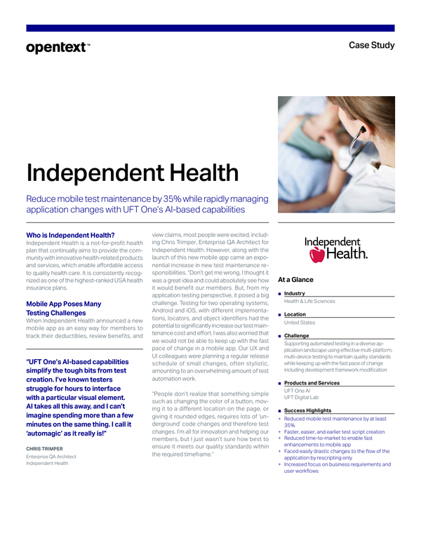 Case Study UFT One Independent Health
