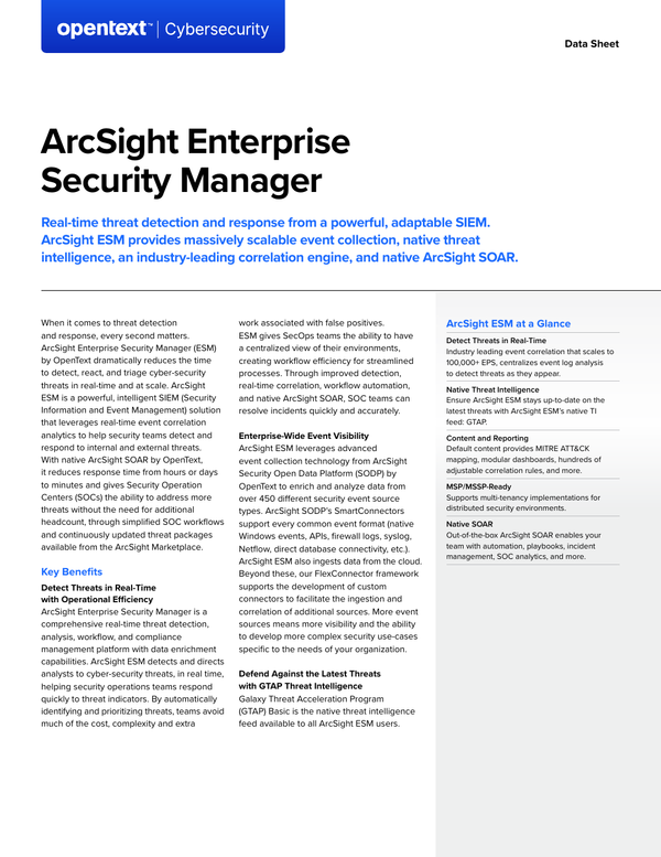 Read the ArcSight ESM Datasheet