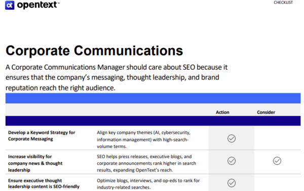 Corporate Communications Seo Checklist