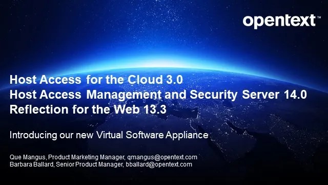 New Virtual Appliance for Host Access for the Cloud, MSS, RWeb