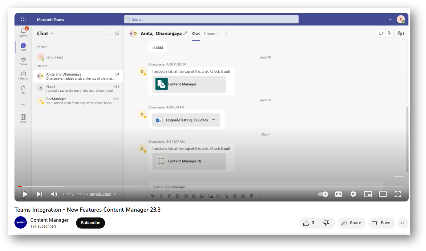 Watch: Content Manager Teams Integration