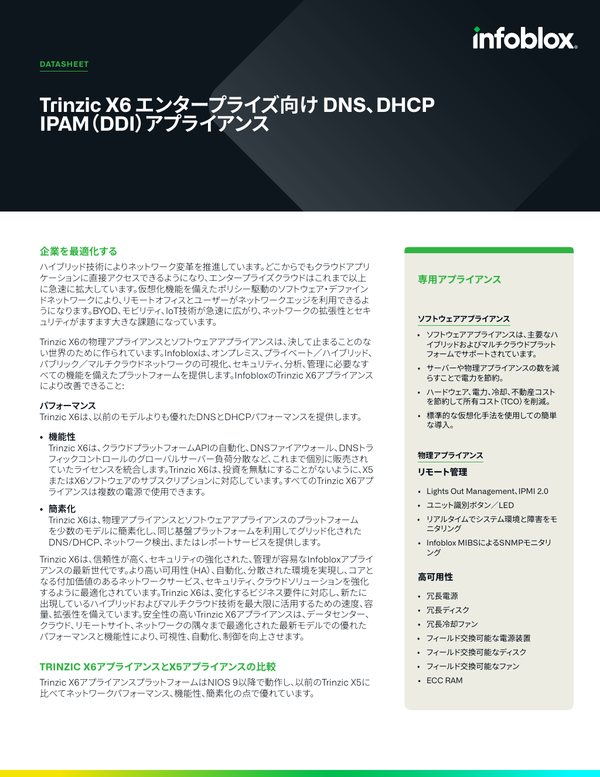Trinzic X6 エンタープライズ向け _DNS、DHCP IPAM（DDI