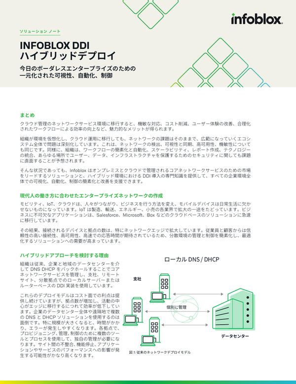 INFOBLOX DDI ハイブリッドデプロイ | Infoblox