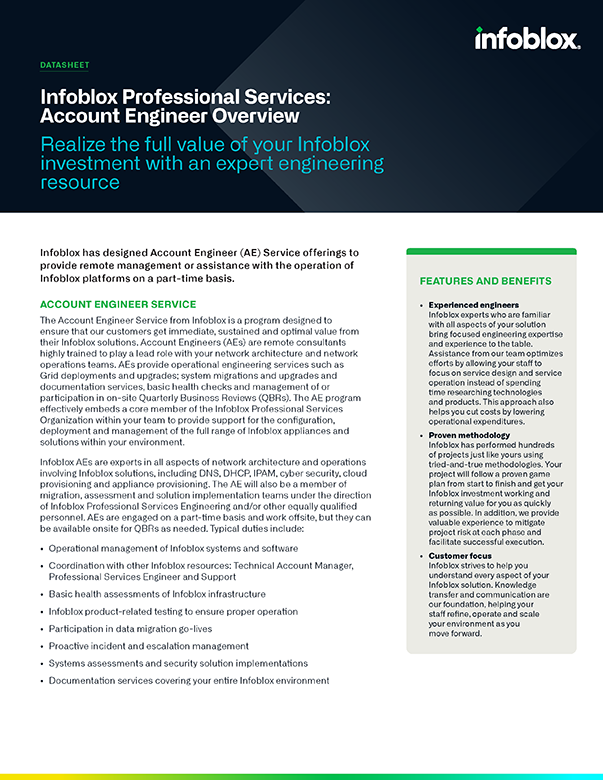 Professional Services Account Engineer Overview | Infoblox