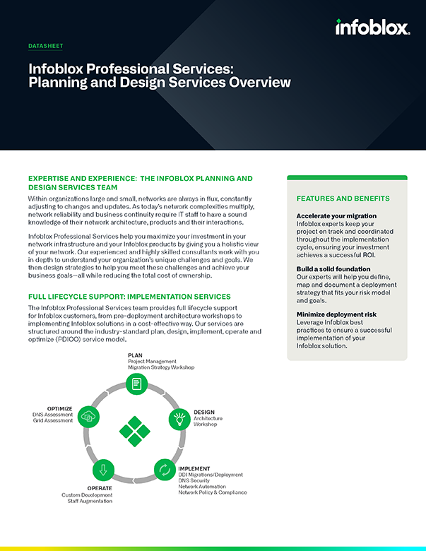 Infoblox Professional Services: Planning and Design Services | Infoblox