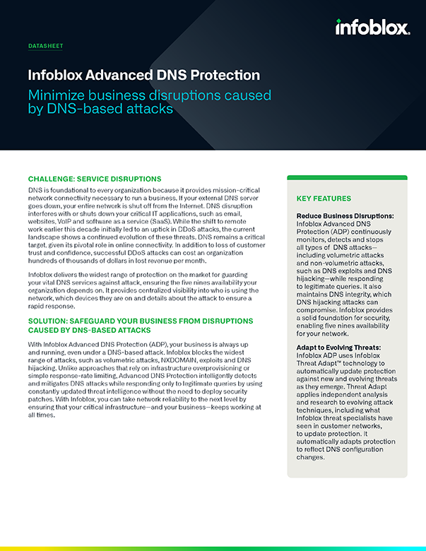 Infoblox Advanced DNS Protection | Infoblox Infoblox Advanced DNS Protection | Infoblox