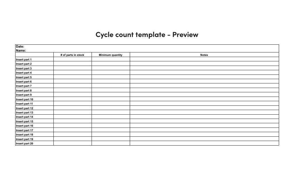 Inventory cycle count template