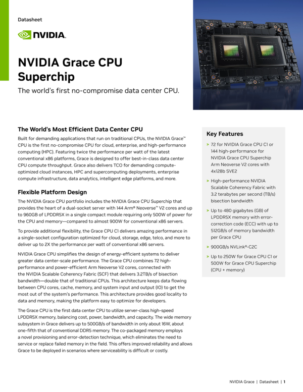 NVIDIA Grace CPU Superchip Datasheet