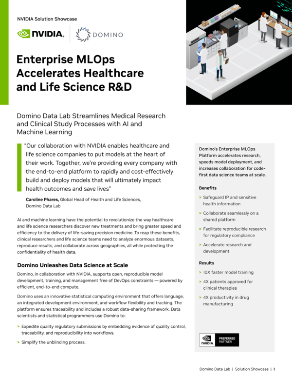 Domino Data Lab Solution Showcase Enterprise Mlops Accelerates Healthcare And Life Science R D