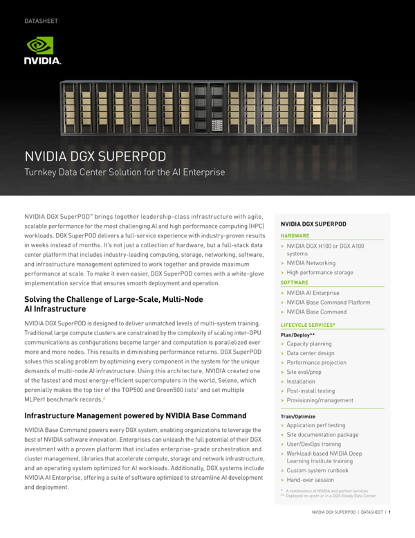 NVIDIA DGX SuperPOD: Turnkey Data Solution For The AI Enterprise