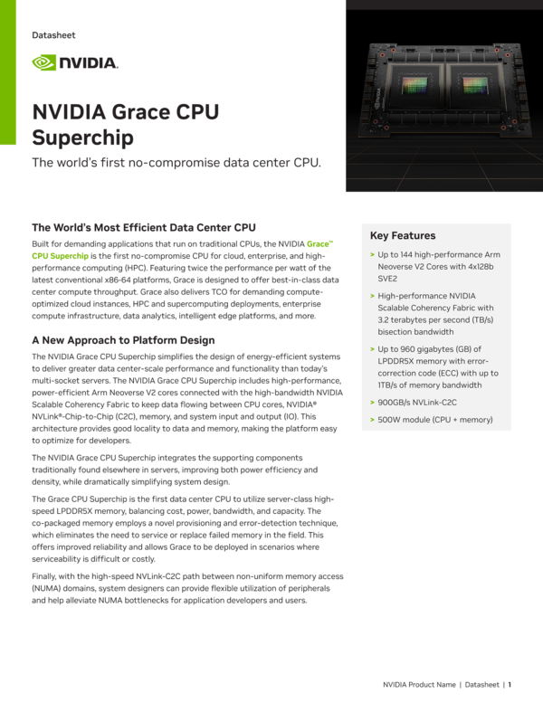 NVIDIA Grace CPU Superchip Datasheet