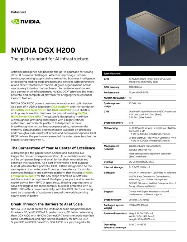 NVIDIA DGX H200 Datasheet