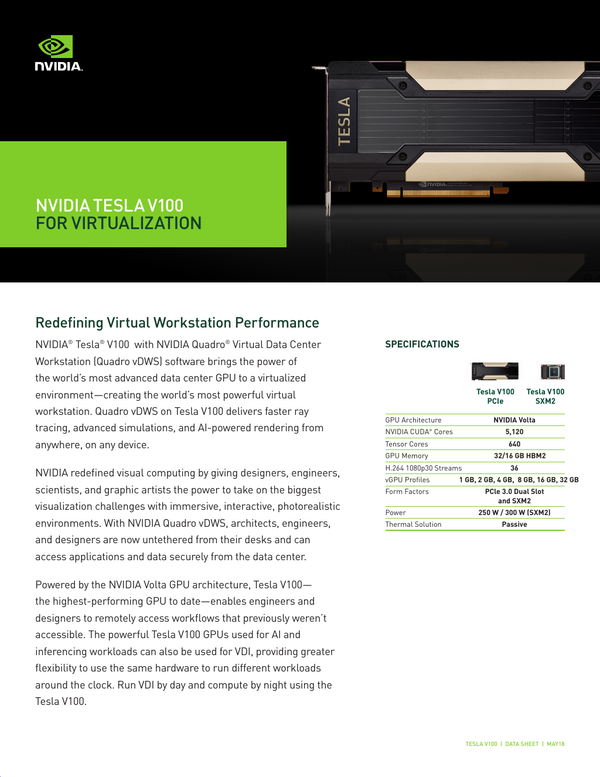 Nvidia volta online v100