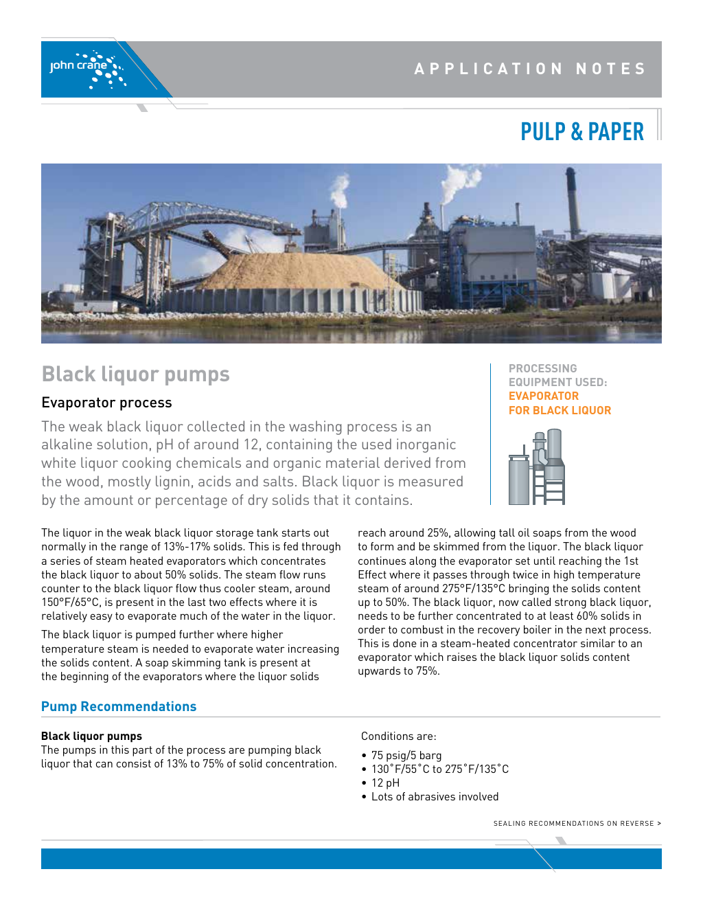 Application Notes Pulp & Paper Black Liquor Pumps