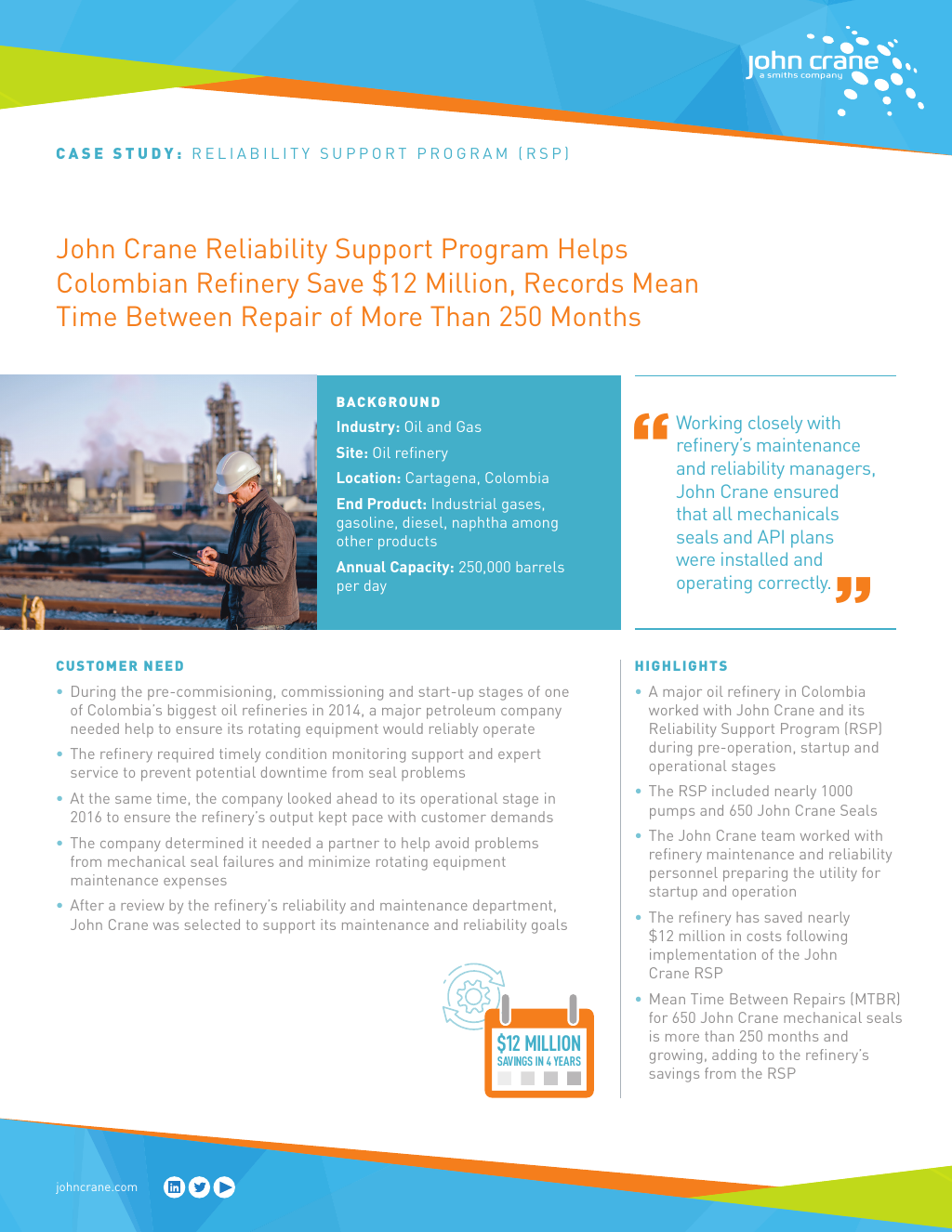 Case Study Argentinian Refinery Upgrade Improves Pump Seal Mean Time