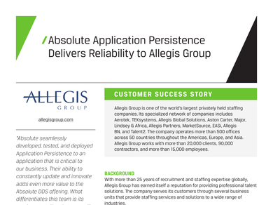 Absolute Application Persistence Delivers Reliability To Allegis Group