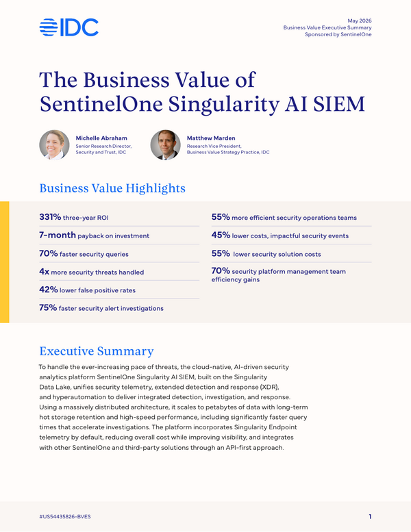 The Business Value of SentinelOne Singularity AI SIEM Executive Summary