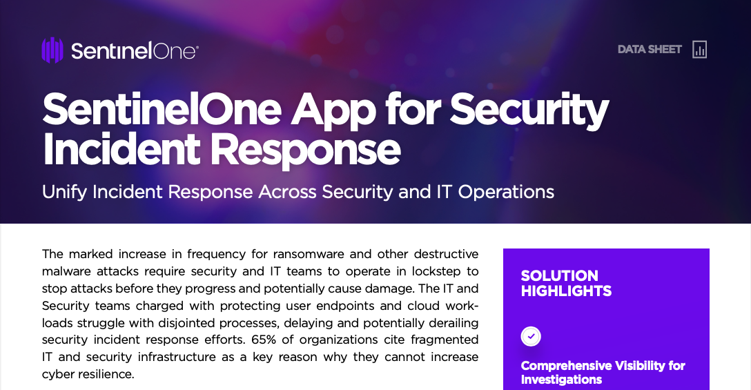 SentinelOne App For Security Incident Response