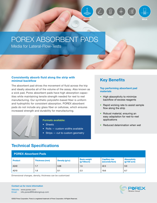 Absorbent Pads Media for LateralFlow