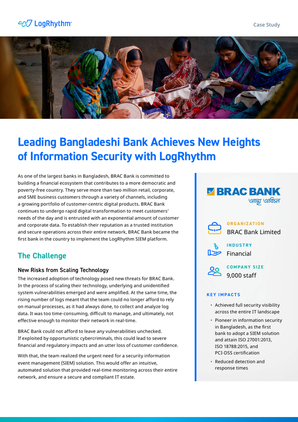 BRAC Bank | Cybersecurity Case Study | LogRhythm