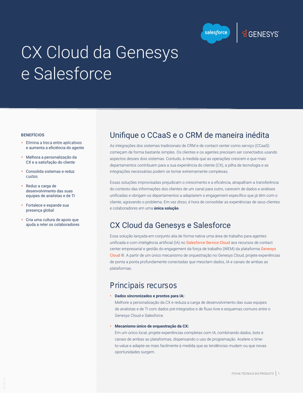 CX Cloud da Genesys e Salesforce