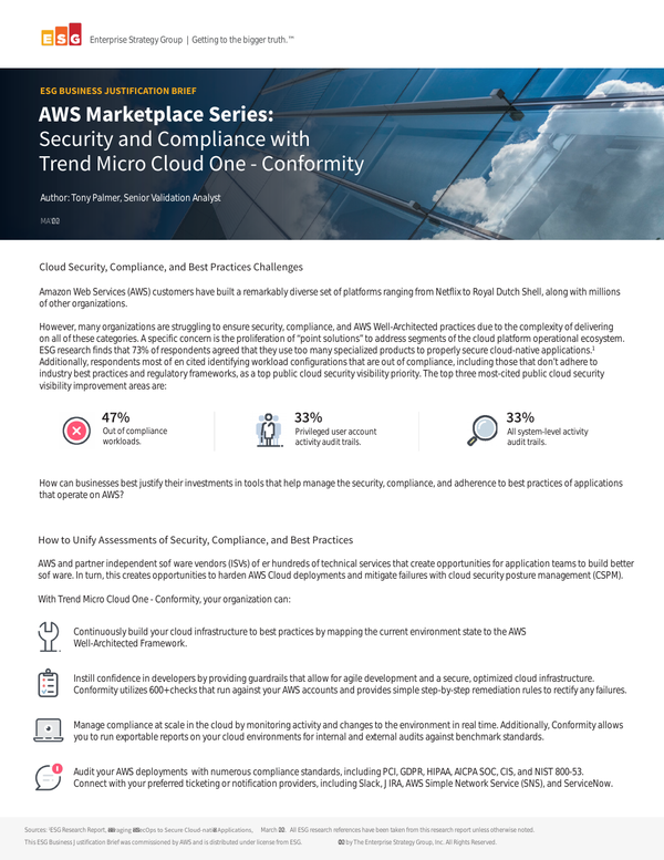 ESG Business Justification Brief AWS Marketplace Series Security and