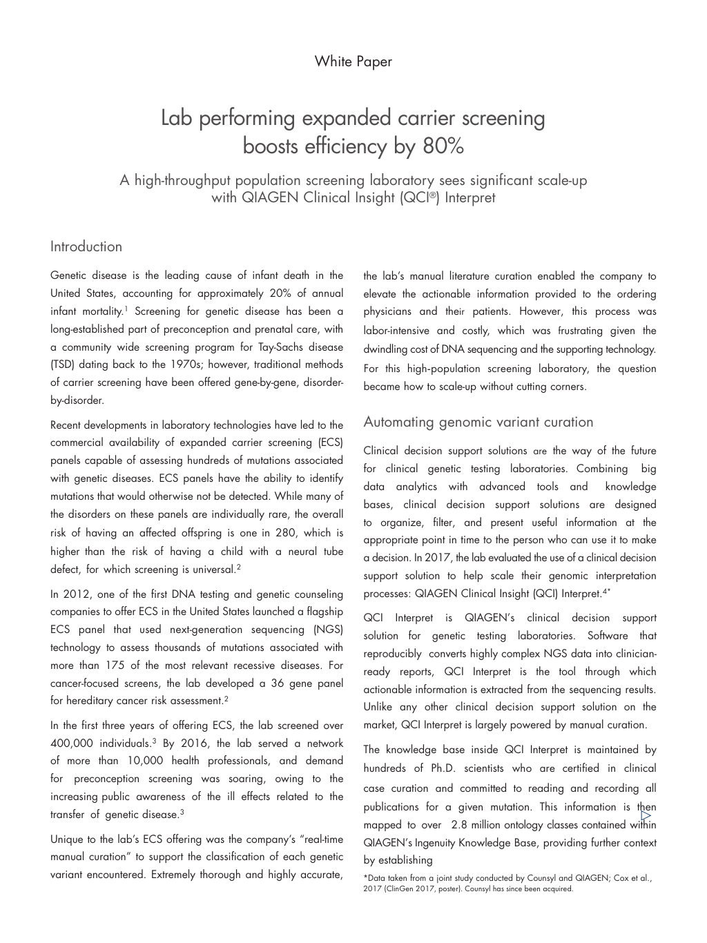 White paper: Genetic testing lab increases curation efficiency by 80%