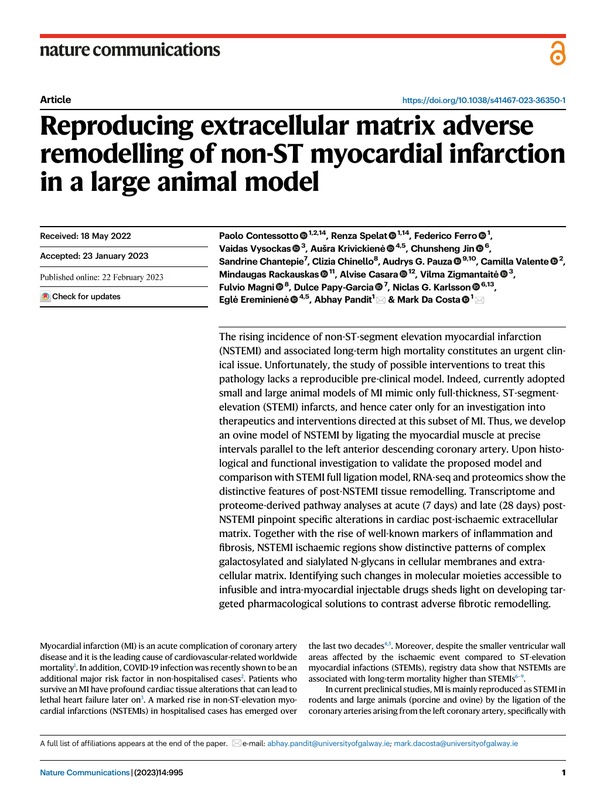 Reproducing extracellular matrix adverse remodelling of non-ST ...