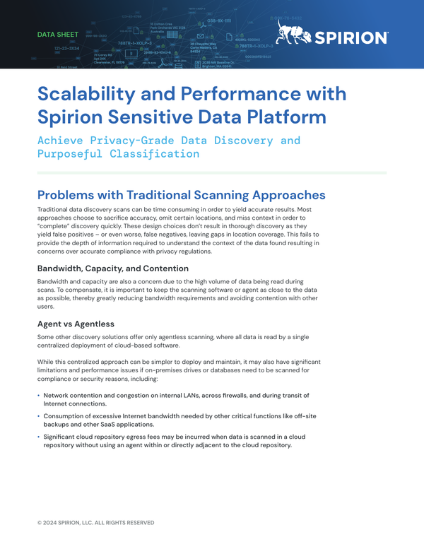 Scalability and Performance with Spirion Sensitive Data Platform