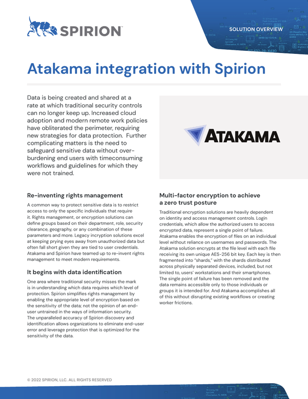 Atakama + Spirion | Better Together