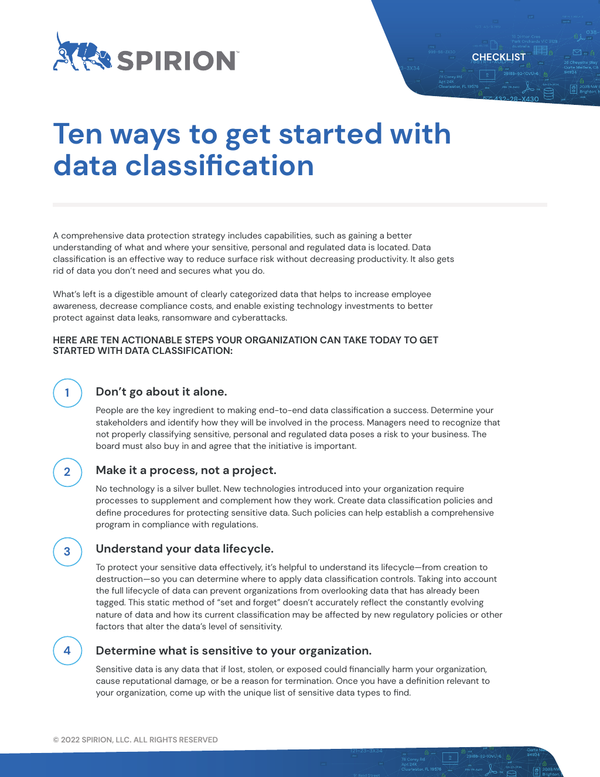 Checklist: Ten Ways to Get Started with
Data Classification
