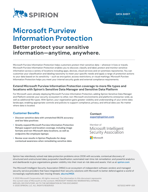 Datasheet: Extend Microsoft Purview Information Protection coverage with Spirion