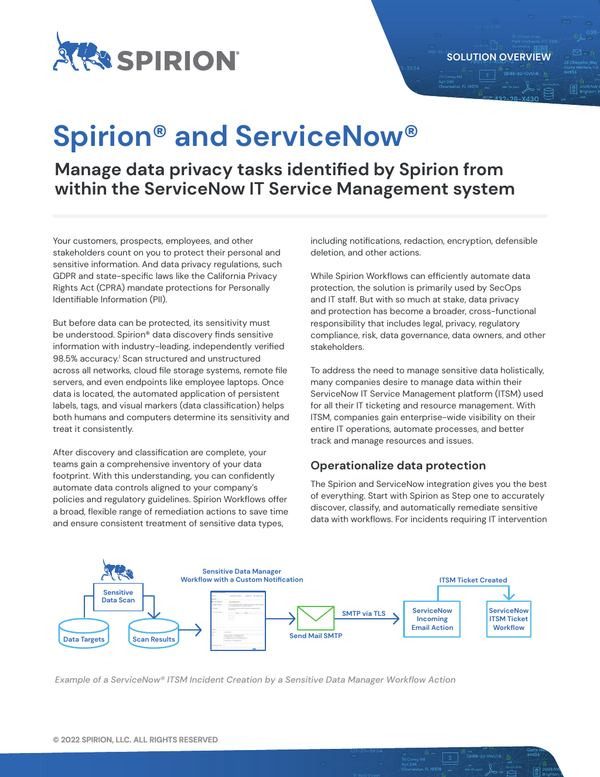 Spirion + ServiceNow