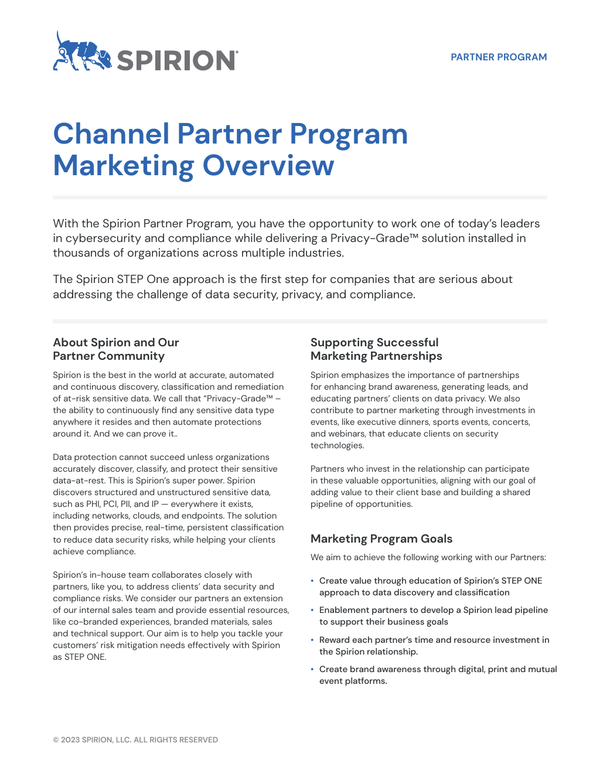 Spirion Channel Partner Program Marketing Overview