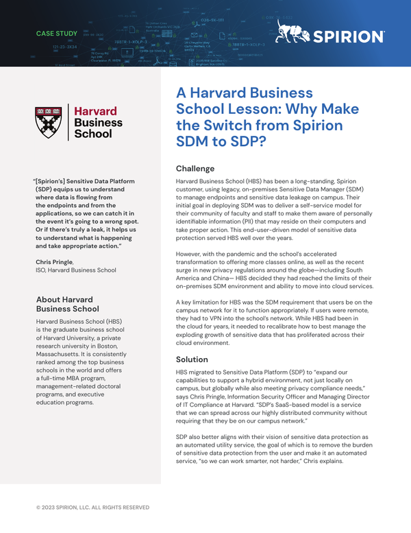 Spirion Case Study: Harvard Business School