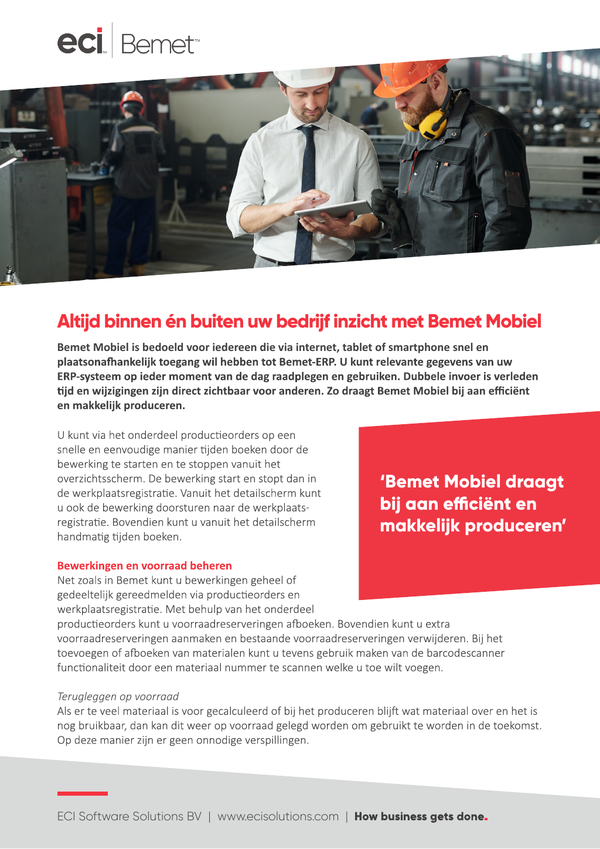 Leaflet Bemet Mobiel | ECI Software Solutions