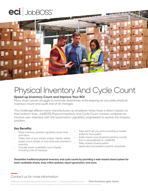 Jobboss Physical Inventory And Cycle Count 2020