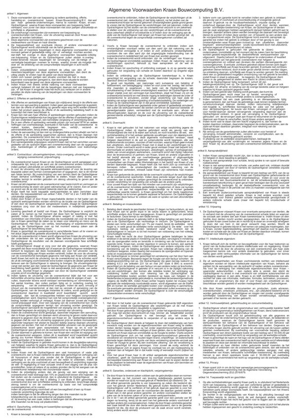 Algemene voorwaarden Kraan software