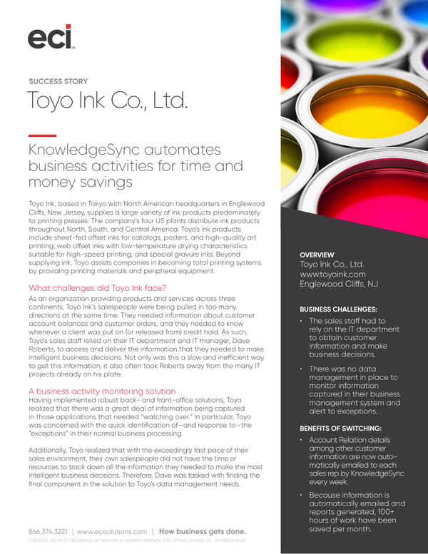 Toyo Ink Case Study