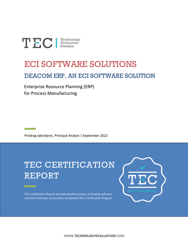 TEC Certification Report for Deacom ERP