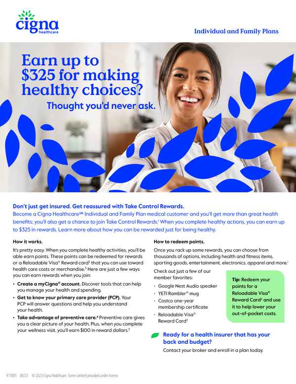 Cigna Healthcare Take Control Rewards Flyer