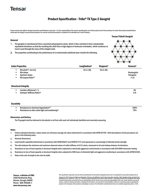 Tensar TriAx Type 2 Product Data Sheet