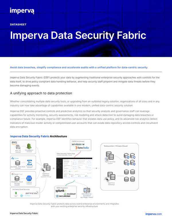 Imperva Data Security Fabric - Data Sheet