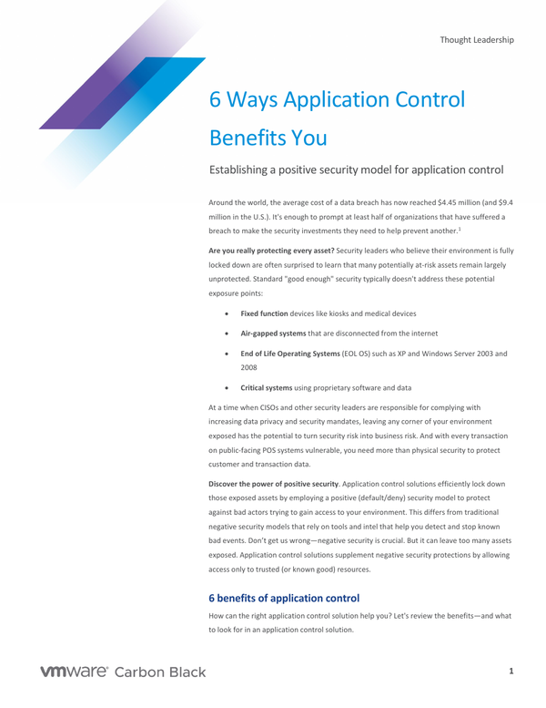 Benefits Of Application Control